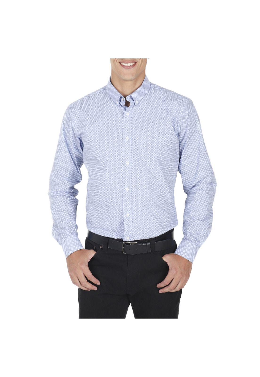 Camisa Oxford Print Manga Larga-0
