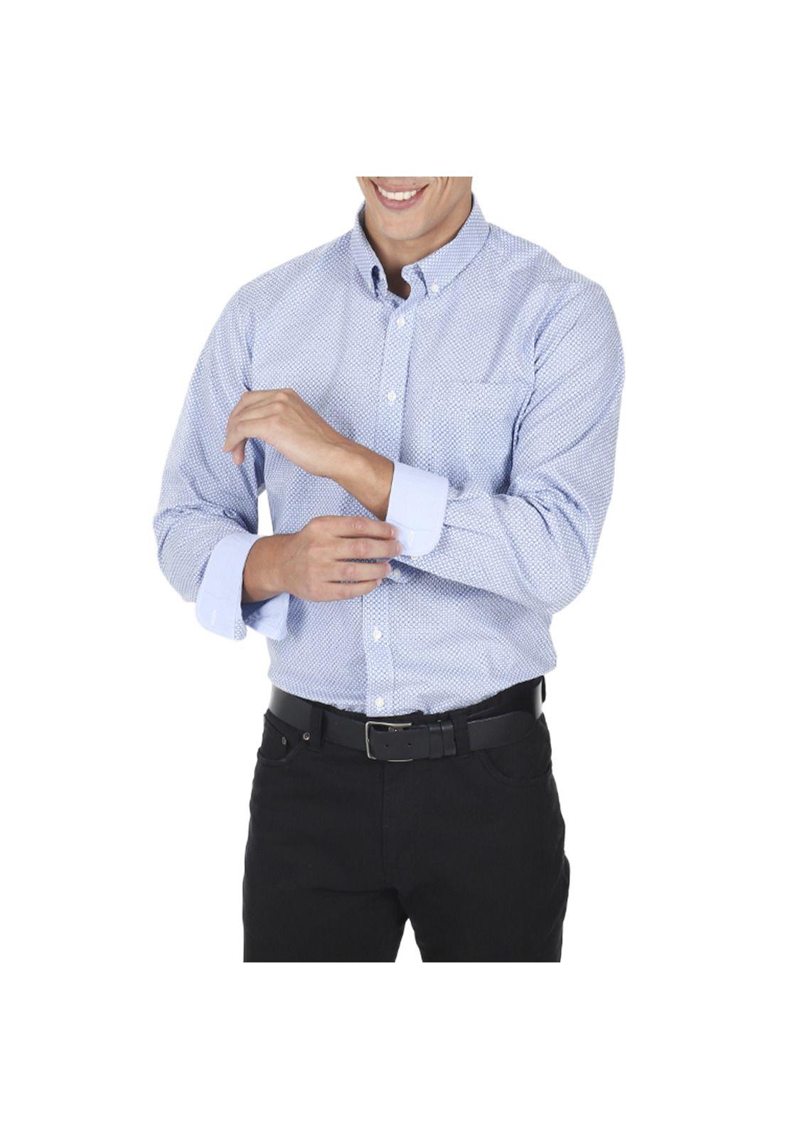 Camisa Oxford Print Manga Larga-2