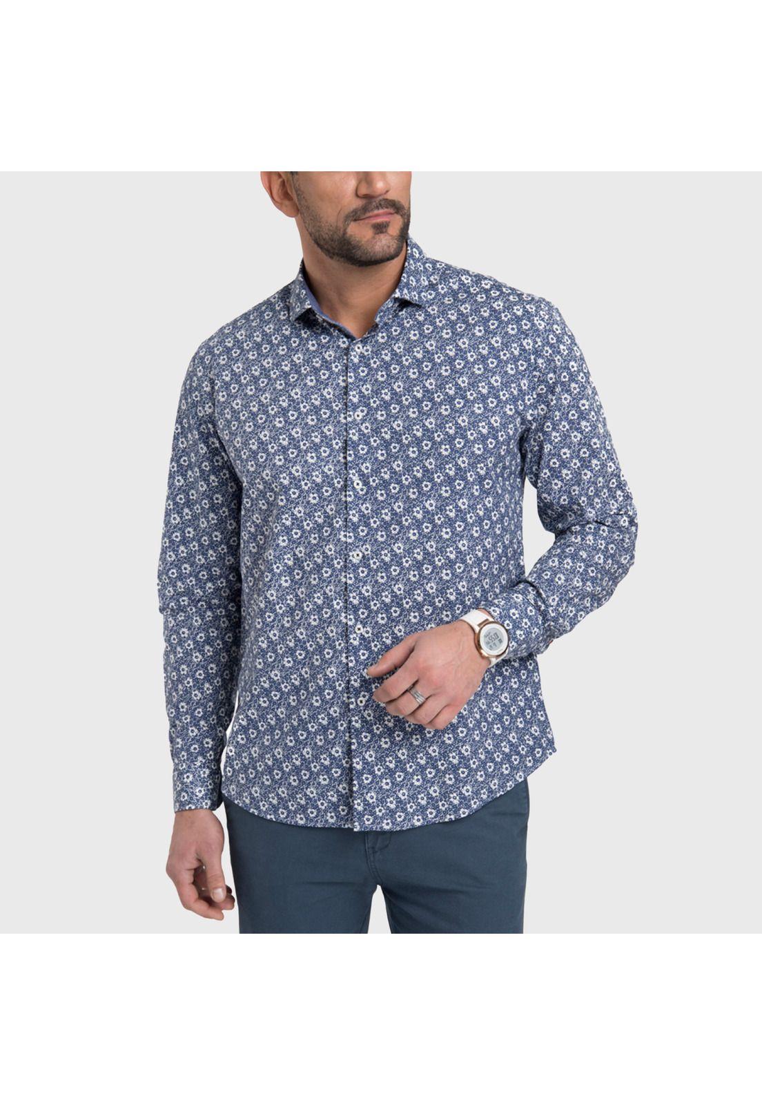 Camisa Manga Larga Oxford Floreada-0