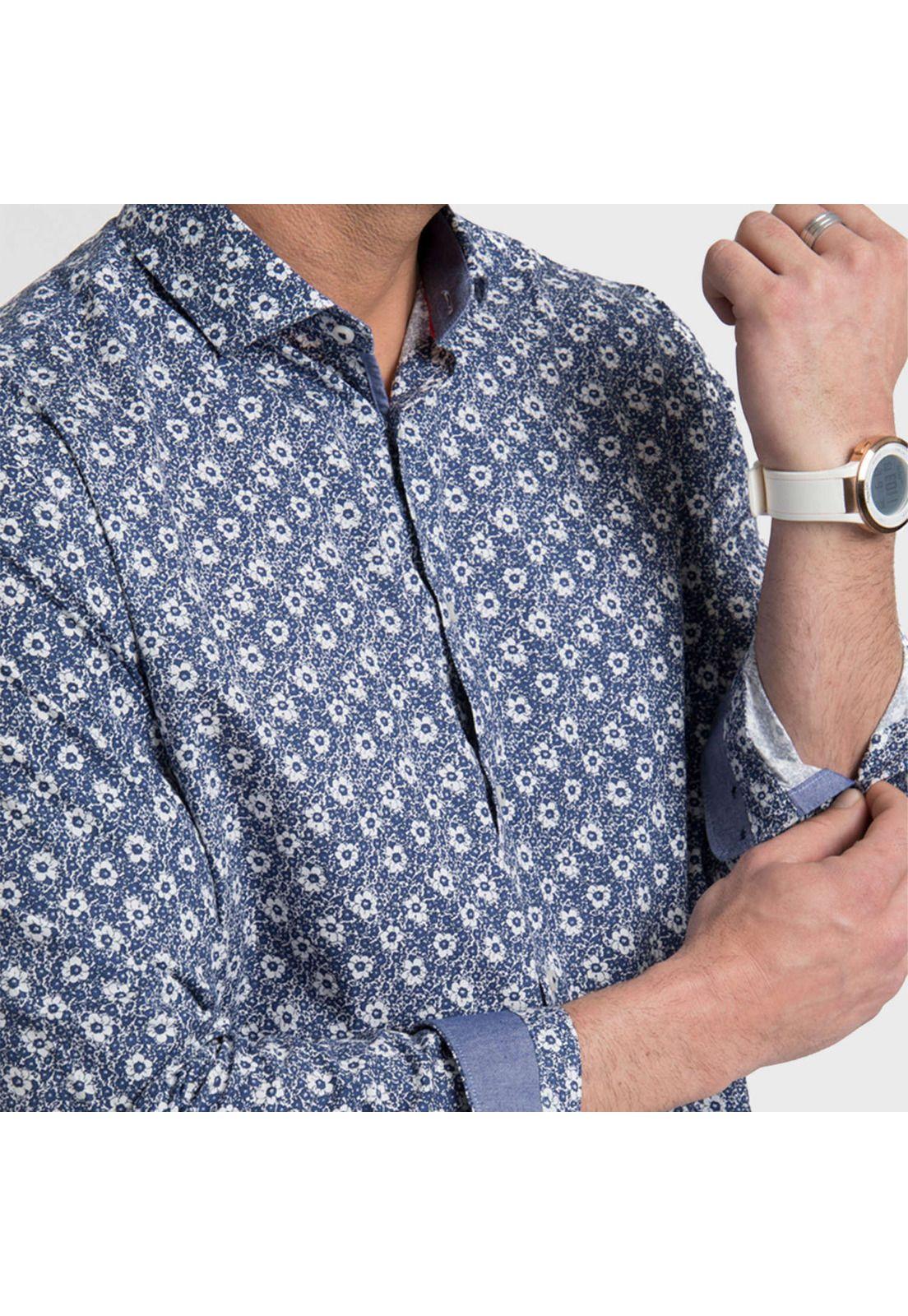 Camisa Manga Larga Oxford Floreada-2