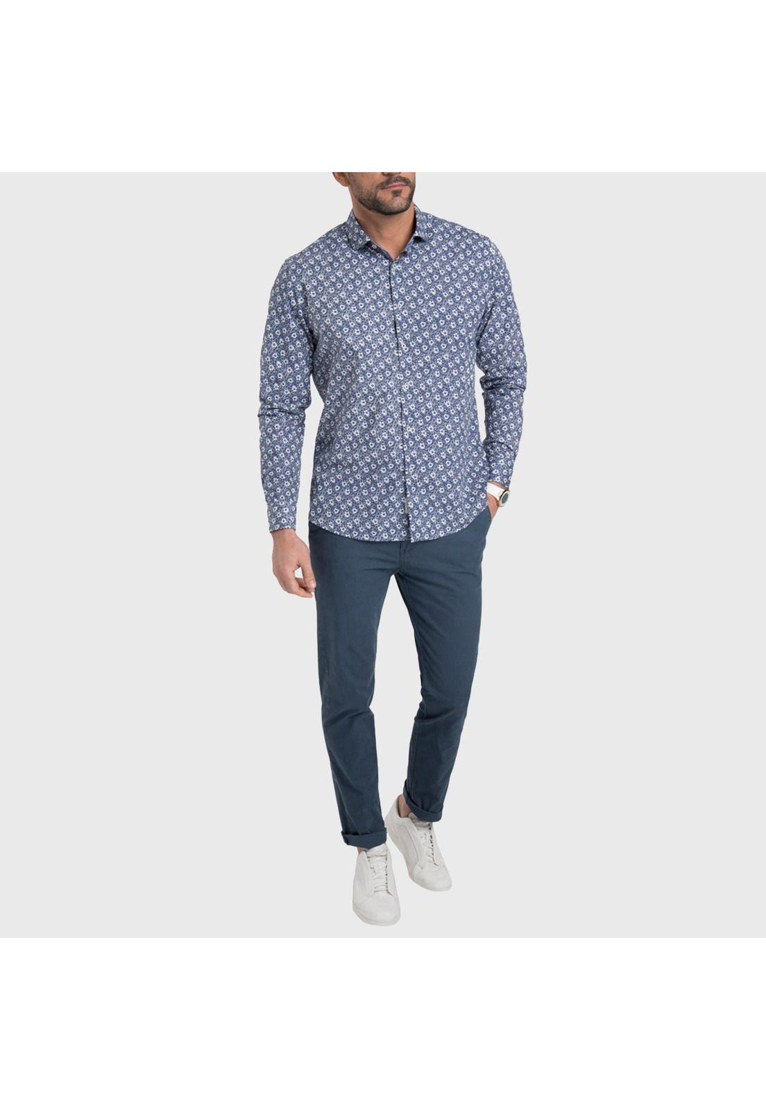 Camisa Manga Larga Oxford Floreada-3