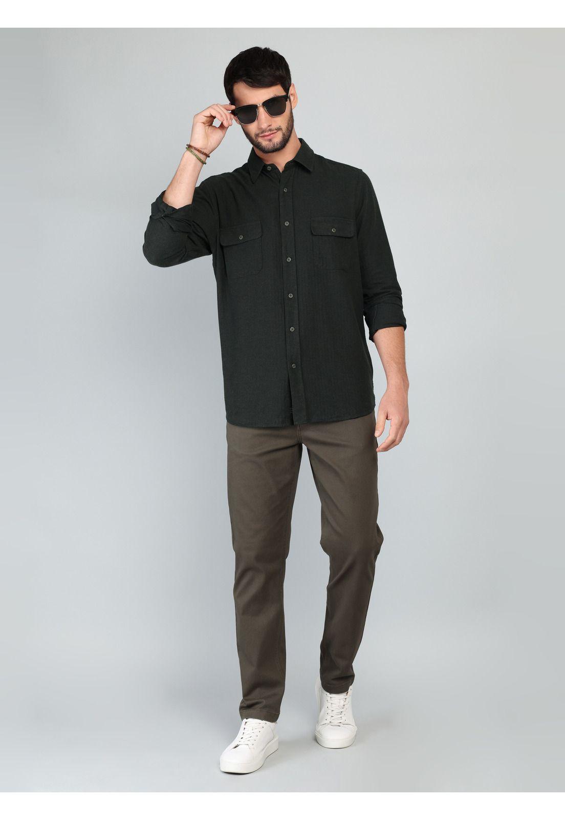 Camisa Texturada Regular Fit Verde Arrow-3