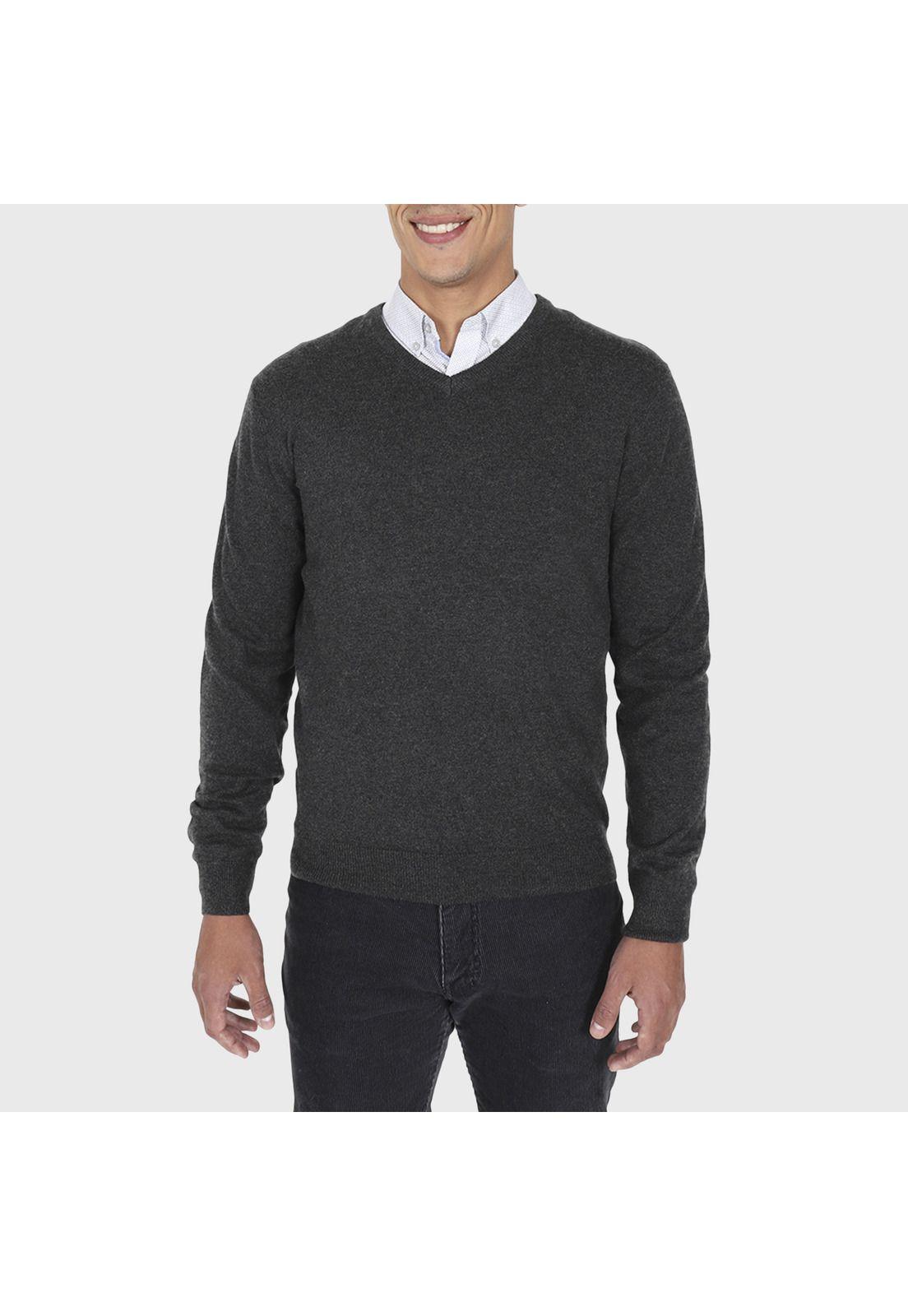 Sweater V-Neck Cotton Merino Manga Larga-0