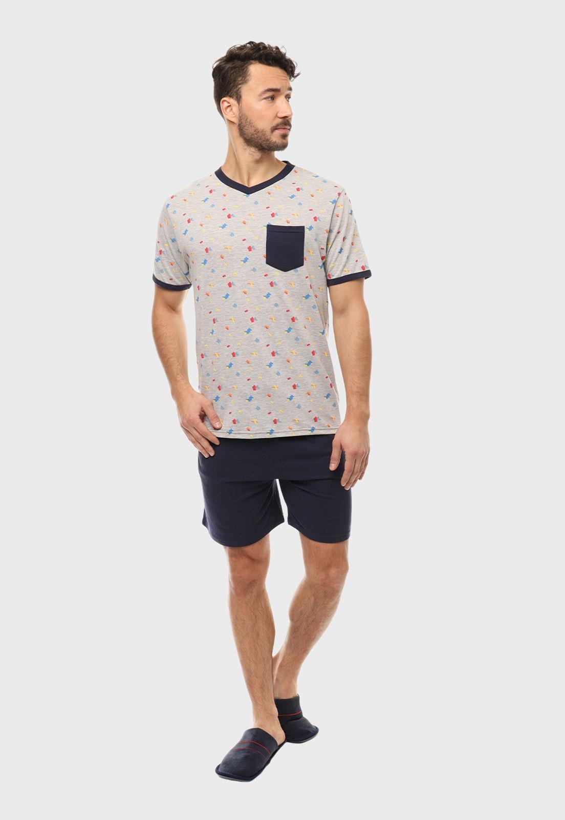 Pijama Print Corto Cuello En V Arrow-4