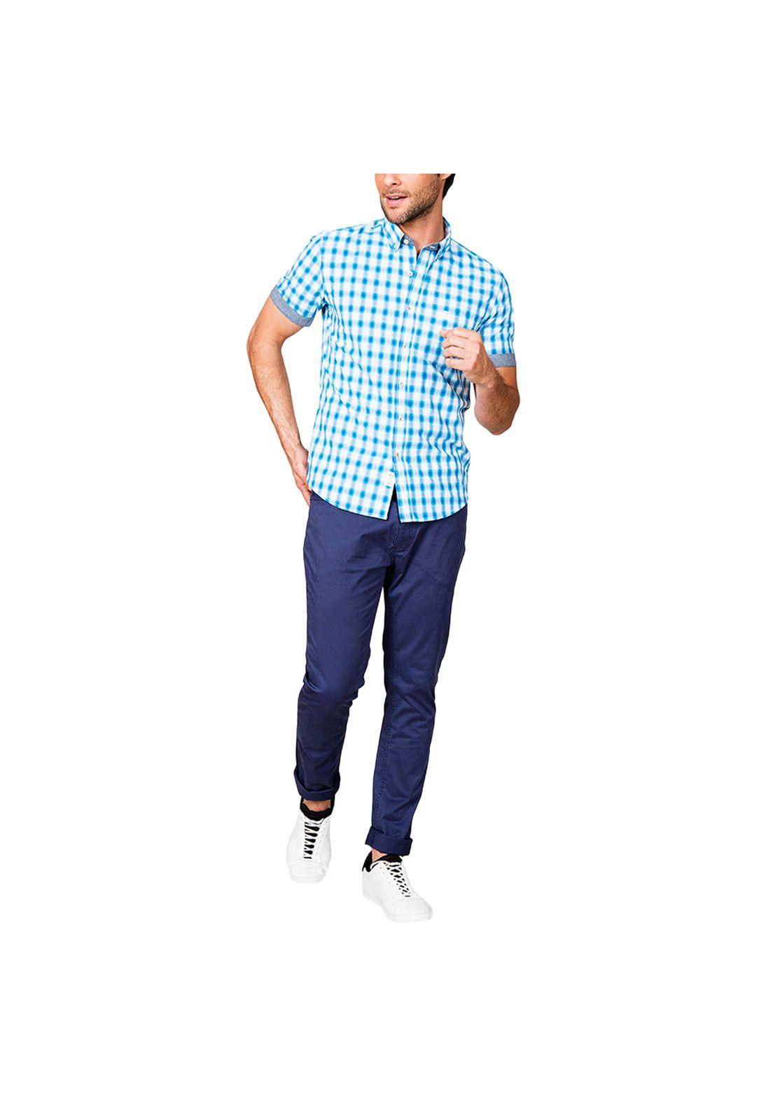 Camisa Casual Escocesa Manga Corta Calipso-0