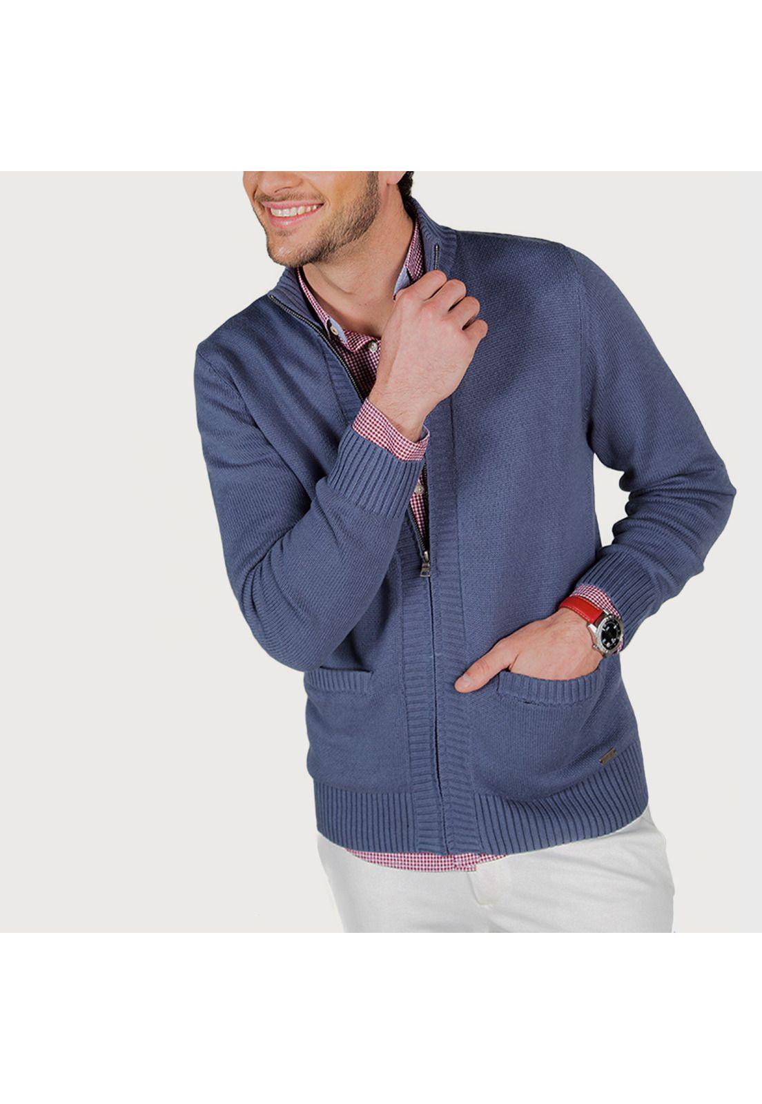 Sweater Casual Full Zipper Denim-2