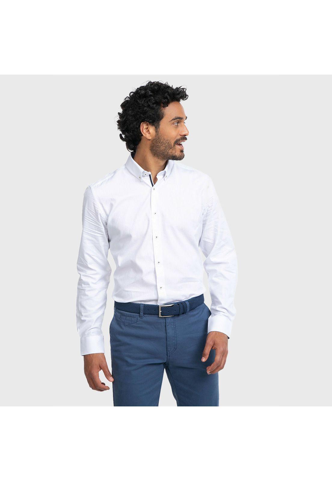 Camisa Casual Texturada Blanco-0