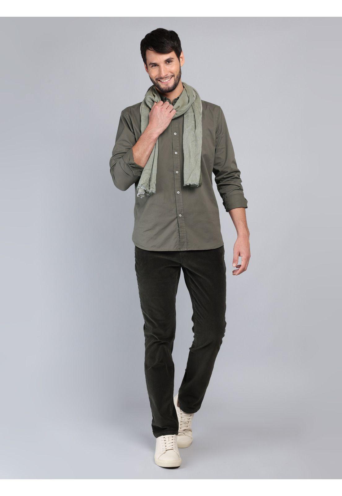 Camisa Lisa Regular Fit Oliva Arrow-3