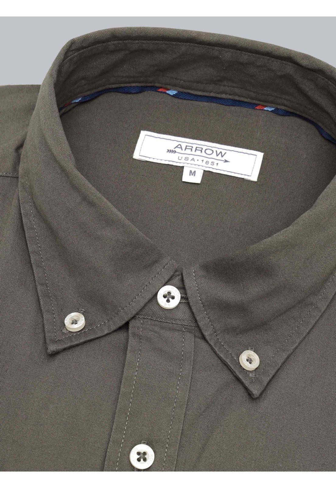 Camisa Lisa Regular Fit Oliva Arrow-4