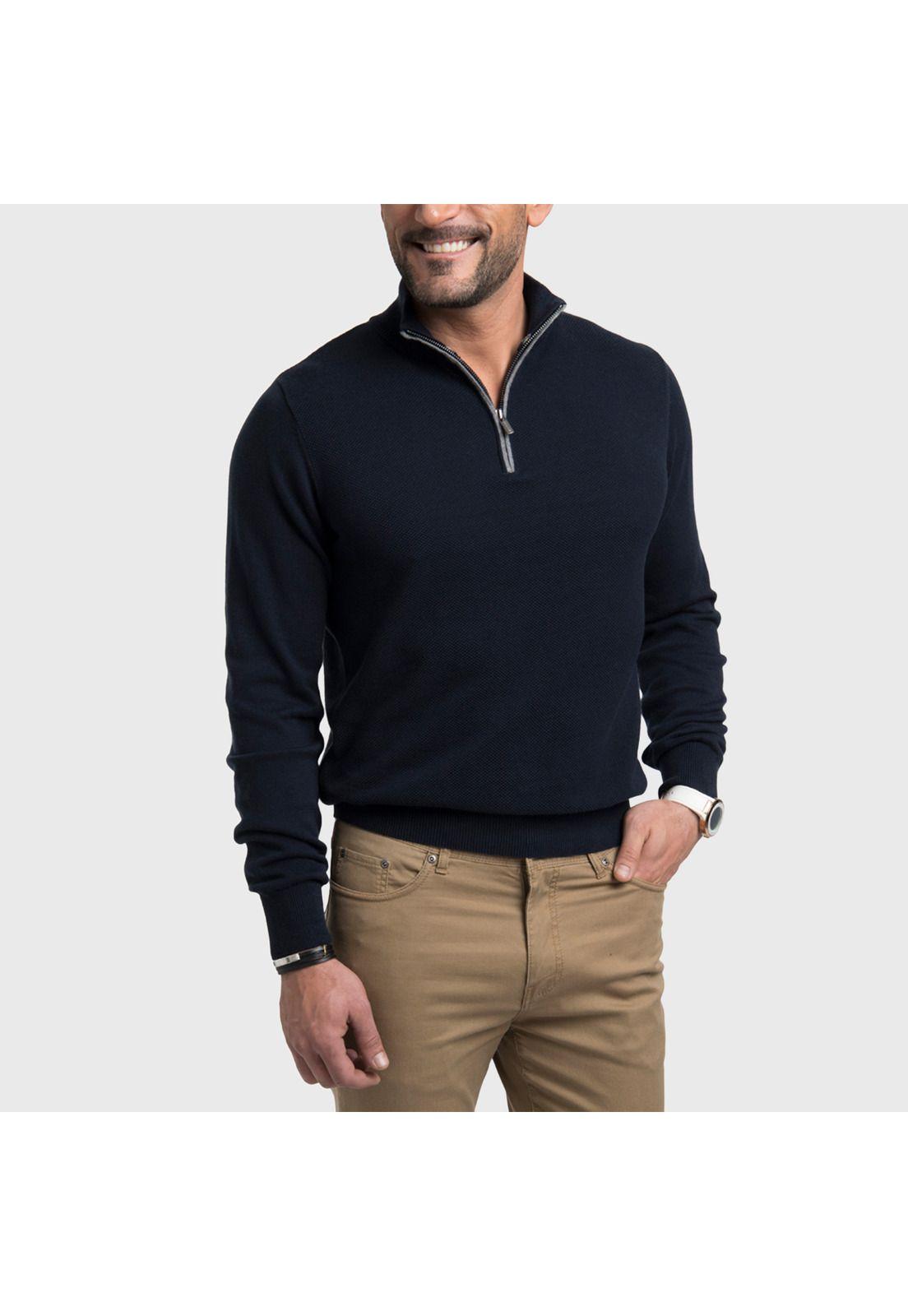 Sweater Half Zipper Texturado Panal-0