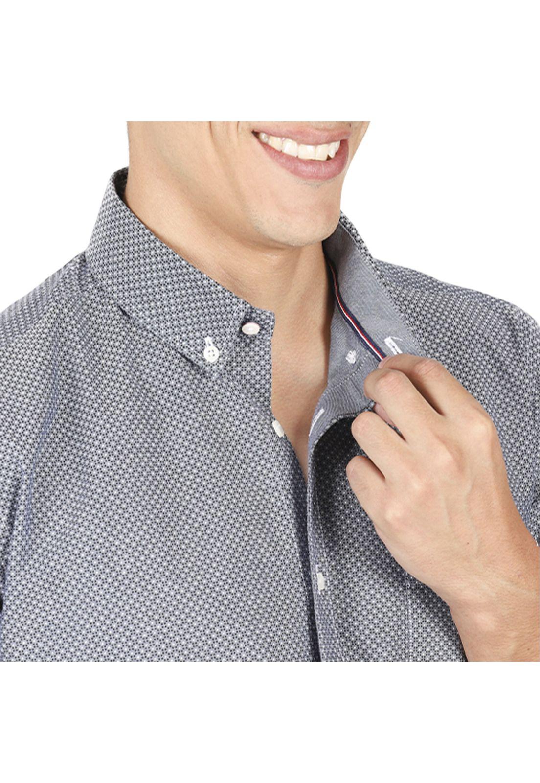 Camisa Oxford Print Manga Larga-3