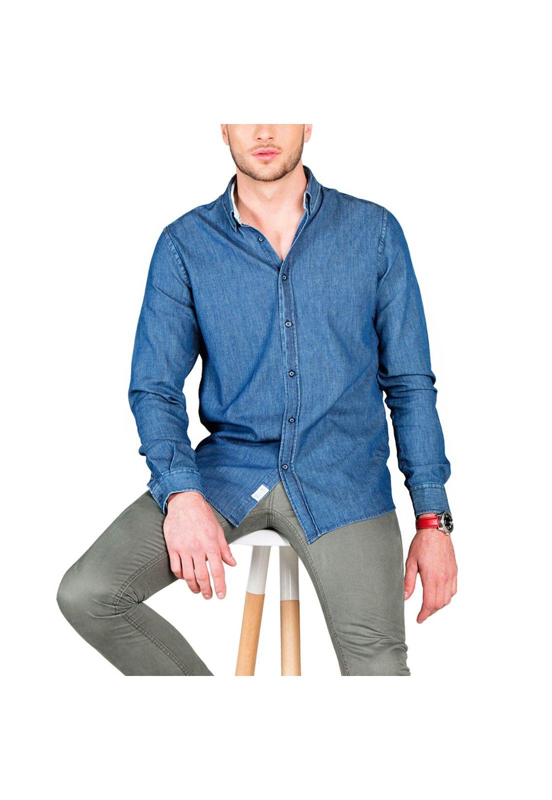 Camisa Casual Jeans Texturado-0