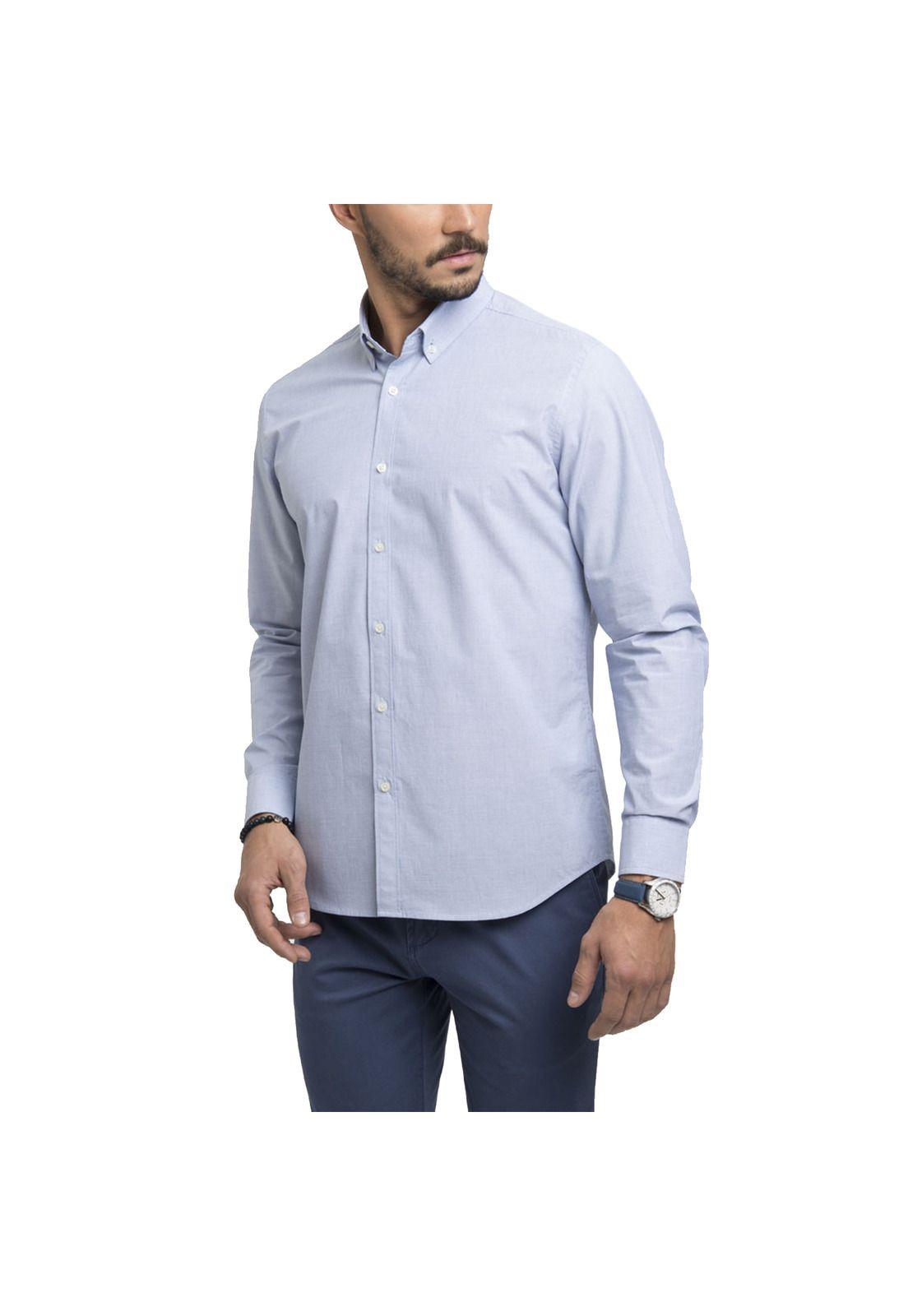Camisa Fil A Fil Manga Larga-0
