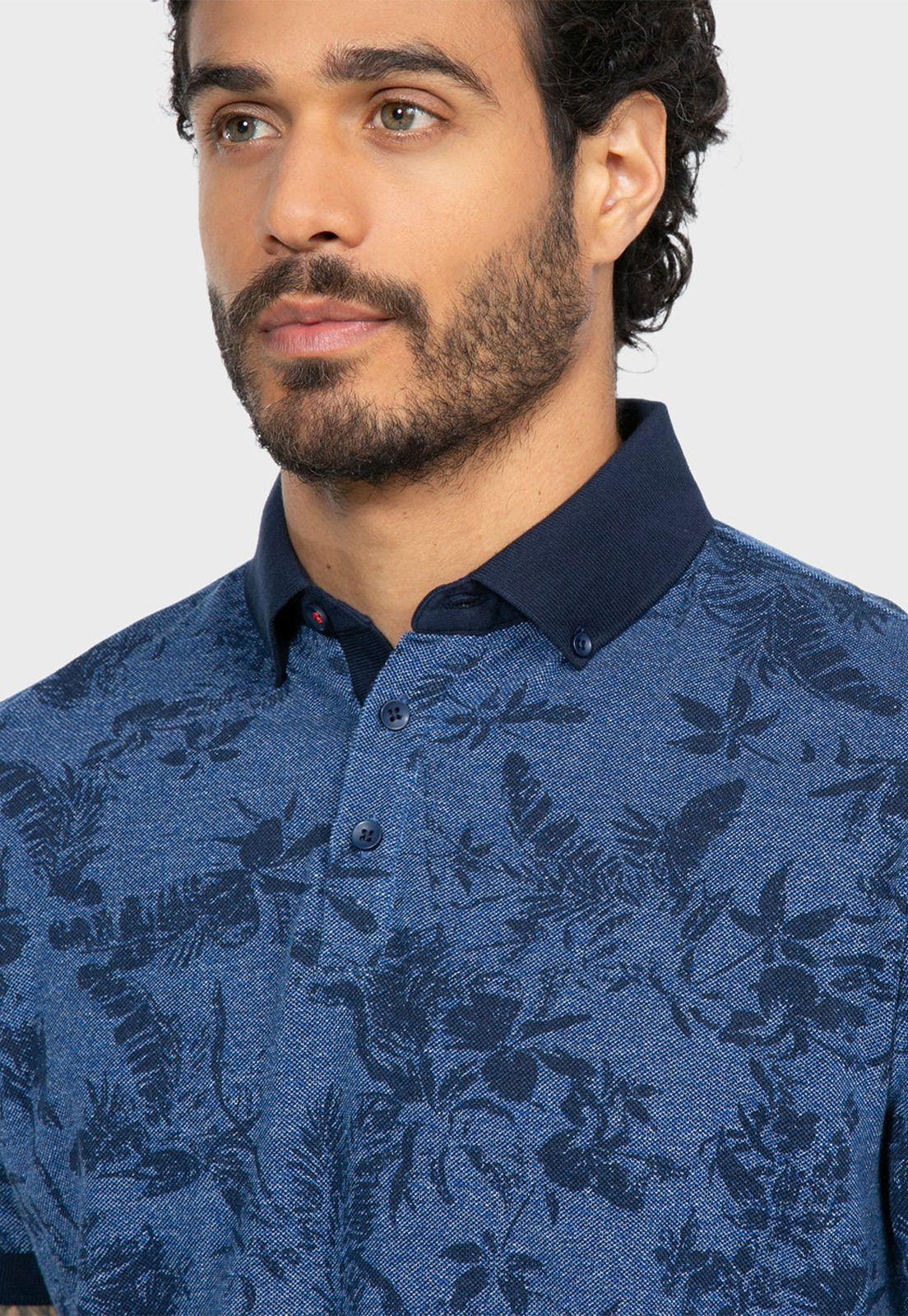 Polera Piqué Print Flores Denim Arrow-2