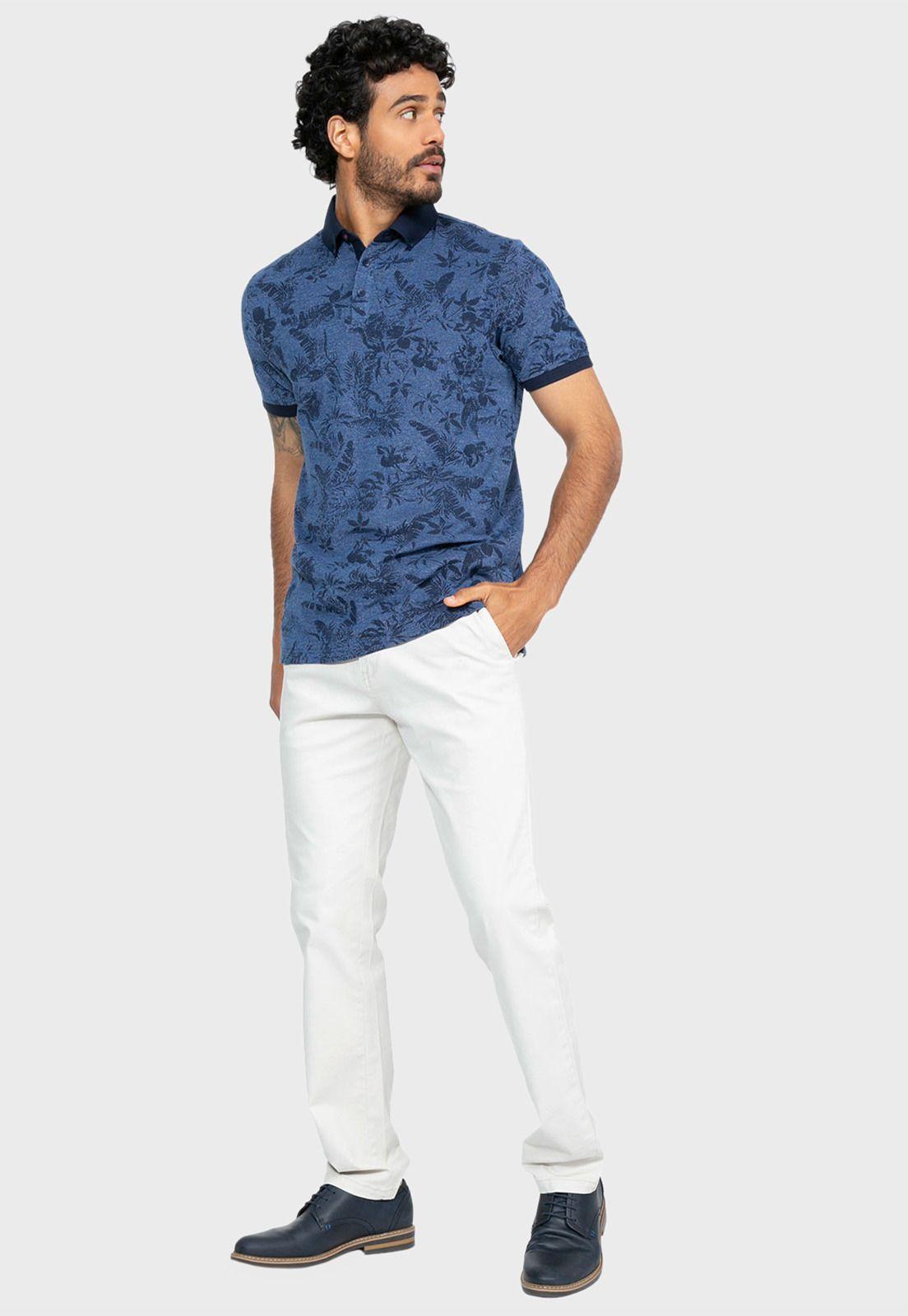 Polera Piqué Print Flores Denim Arrow-4