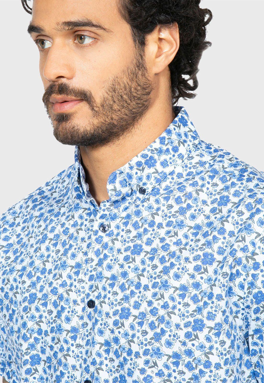 Camisa Sport Floreada Celeste Arrow-2