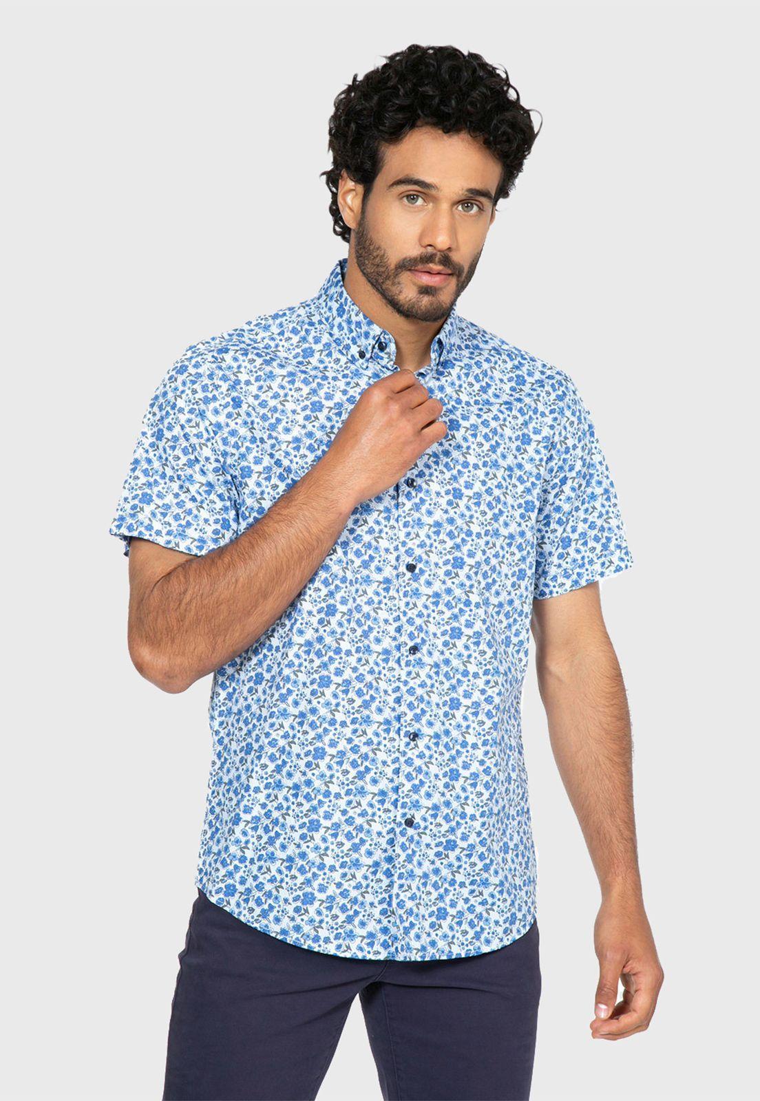 Camisa Sport Floreada Celeste Arrow-0