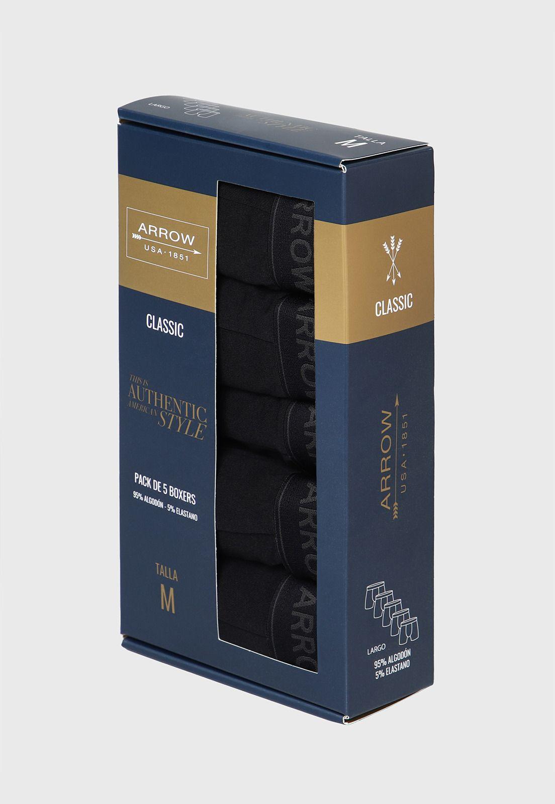 Boxer Largo 5 Unidades Liso Arrow BOD5031NE-2