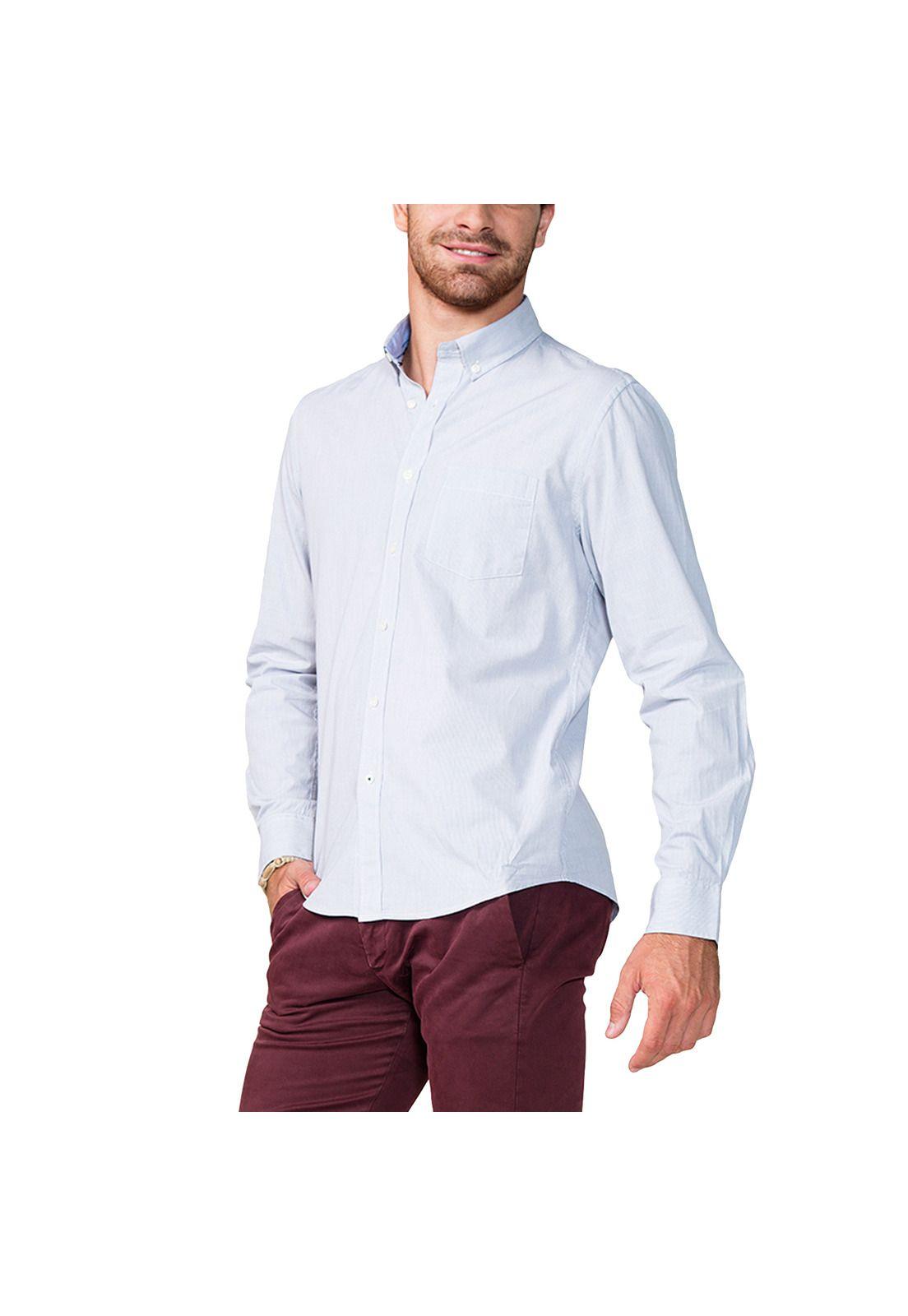 Camisa Rayada Essentials Manga Larga-0