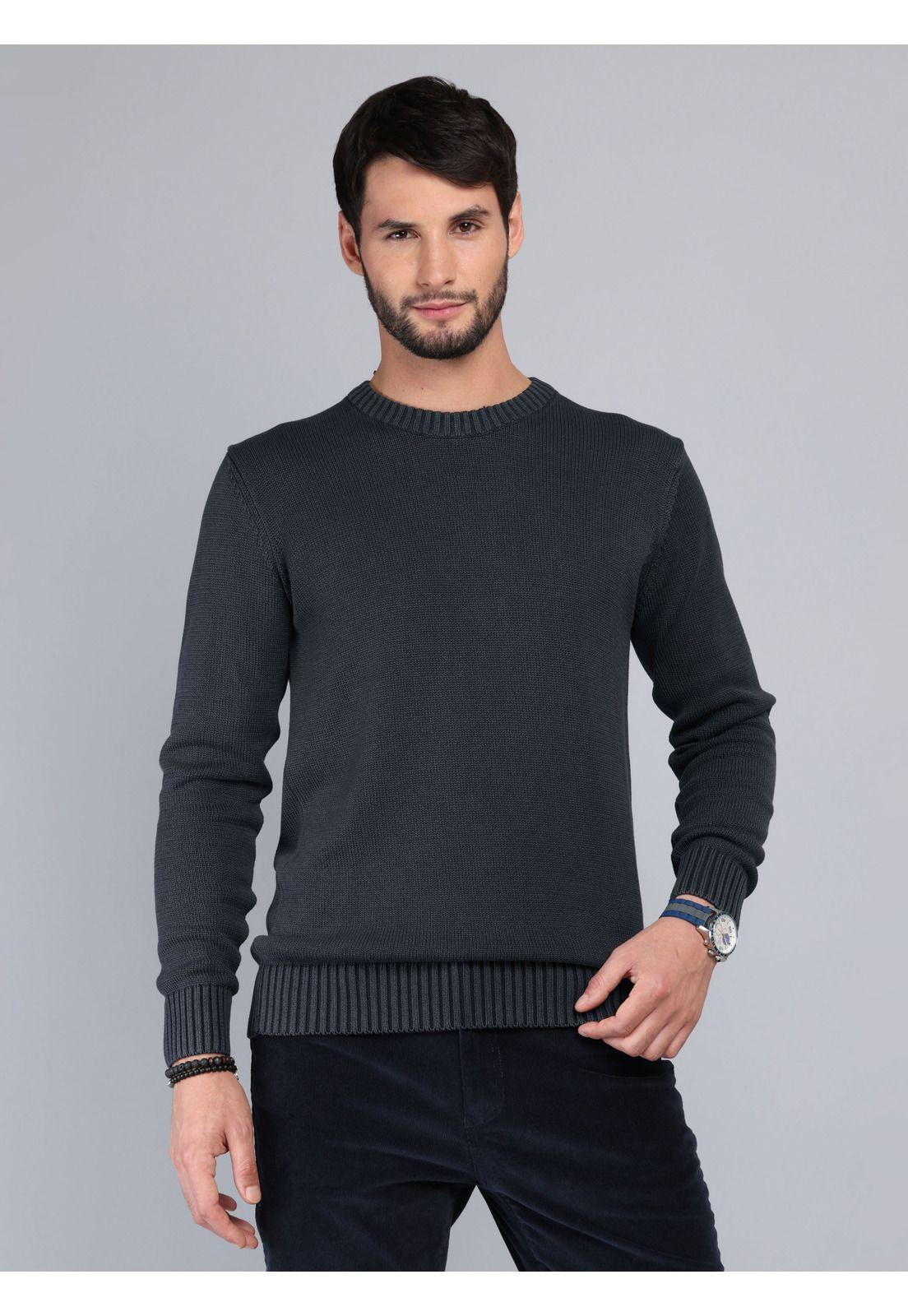 Sweater Stone Wash Regular Fit Azul Arrow-0
