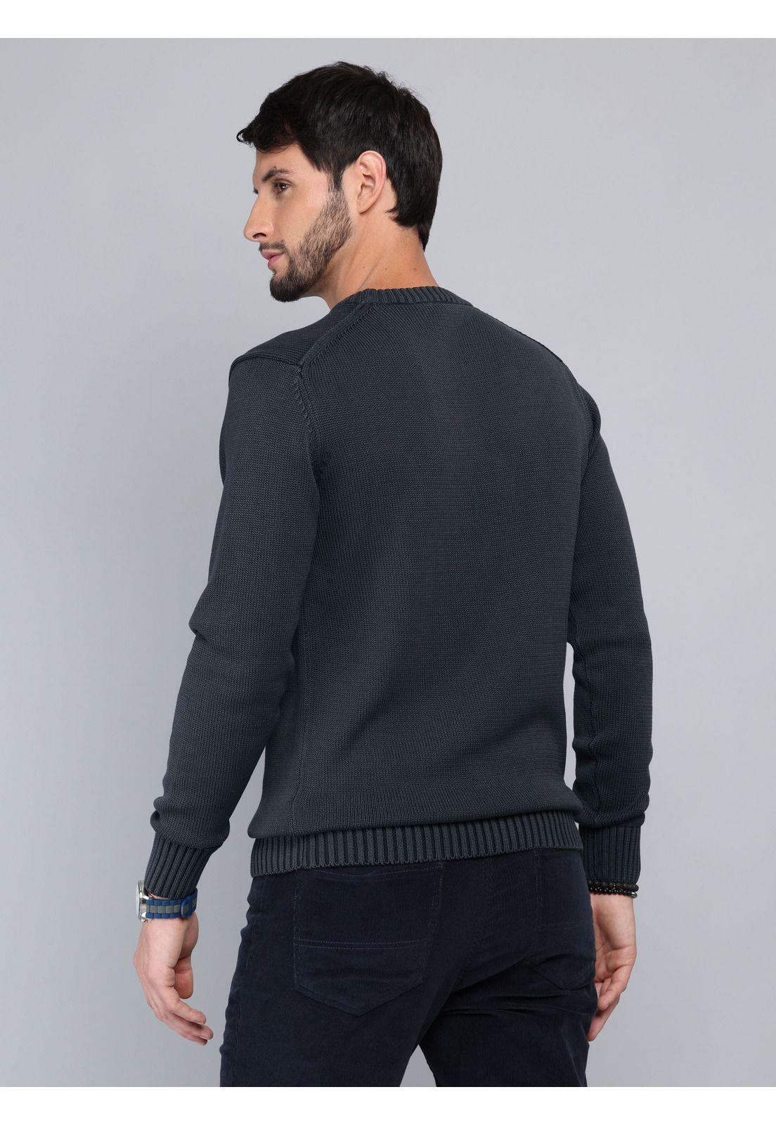 Sweater Stone Wash Regular Fit Azul Arrow-1