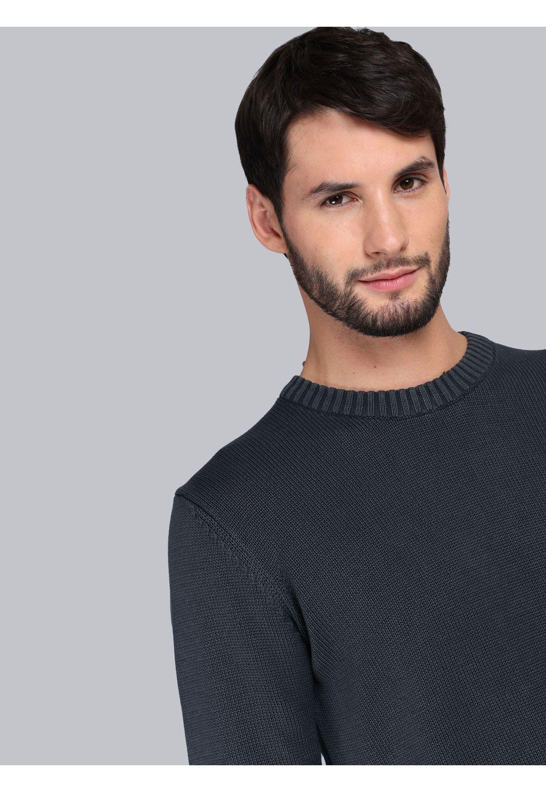 Sweater Stone Wash Regular Fit Azul Arrow-2