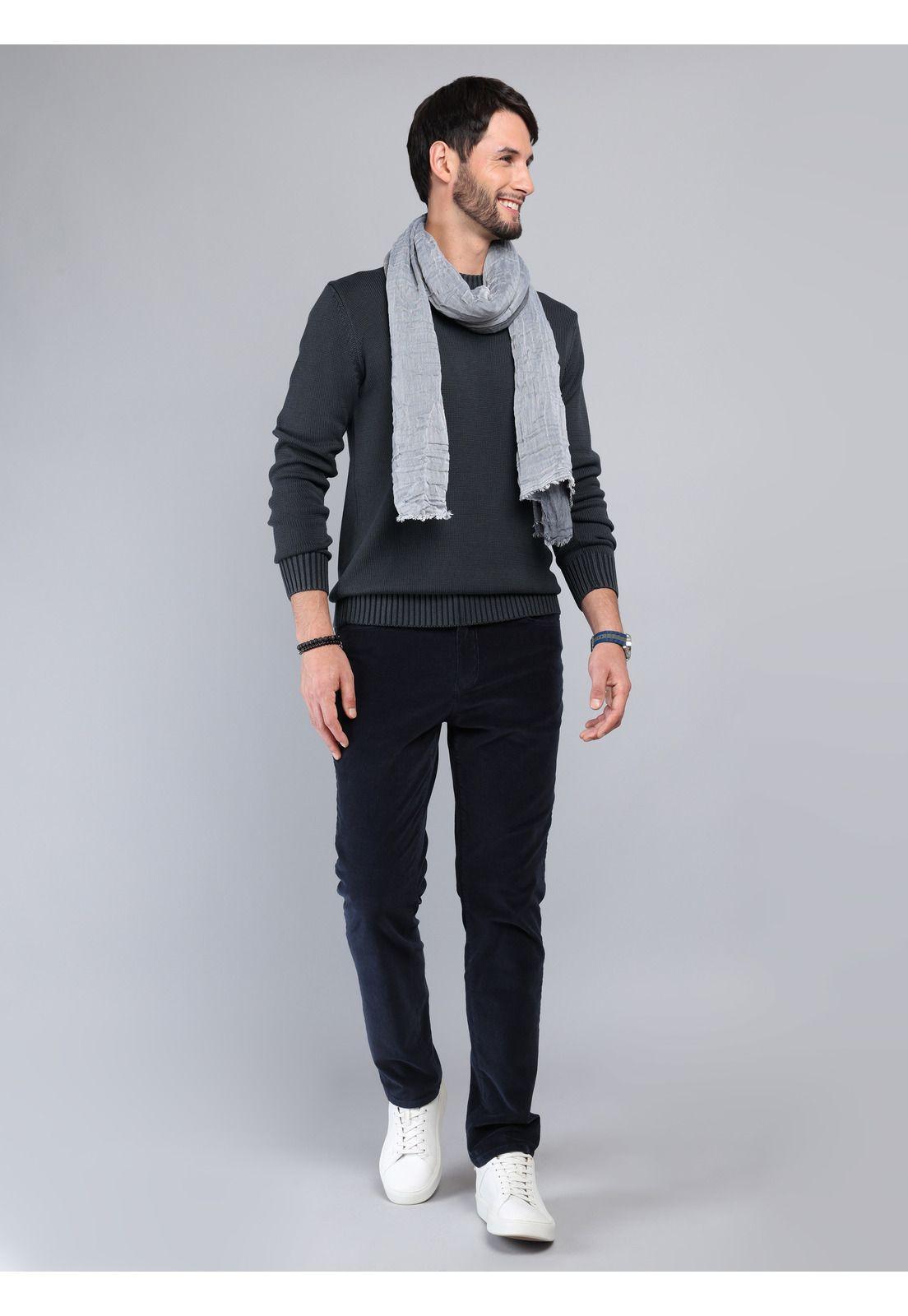 Sweater Stone Wash Regular Fit Azul Arrow-3