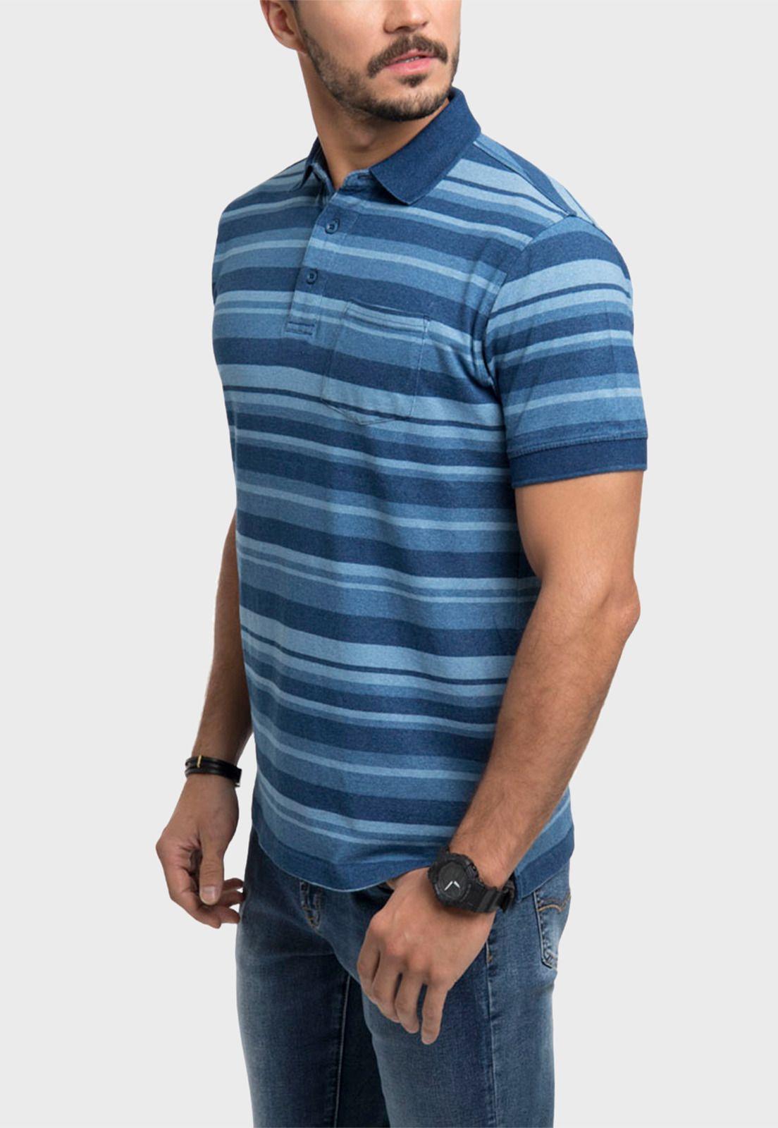 Polera Jersey Denim Rayada Manga Corta-0