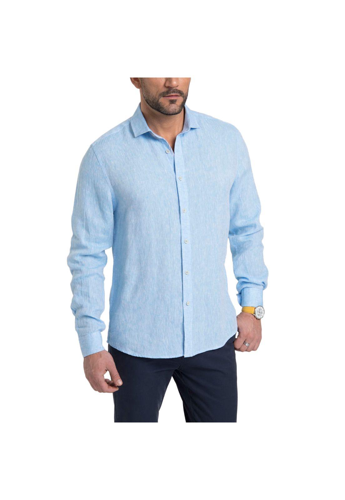 Camisa Lino Manga Larga-0