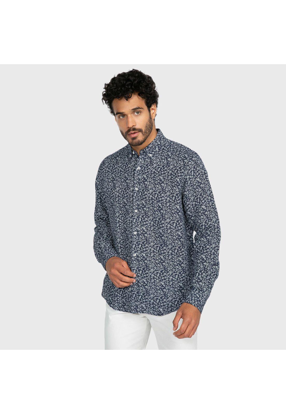 Camisa Floreada Manga Larga-0