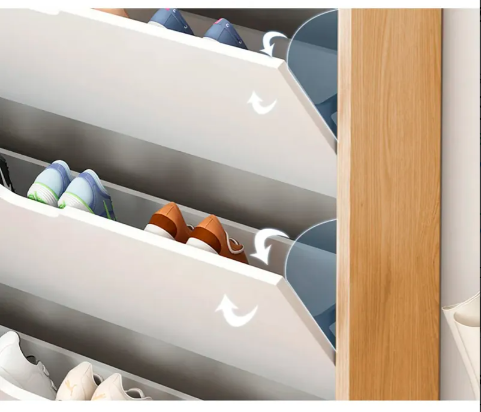 Zapatero Mueble Organizador de Zapatos para Entrada o Dormitorio Color Madera con Blanco-1