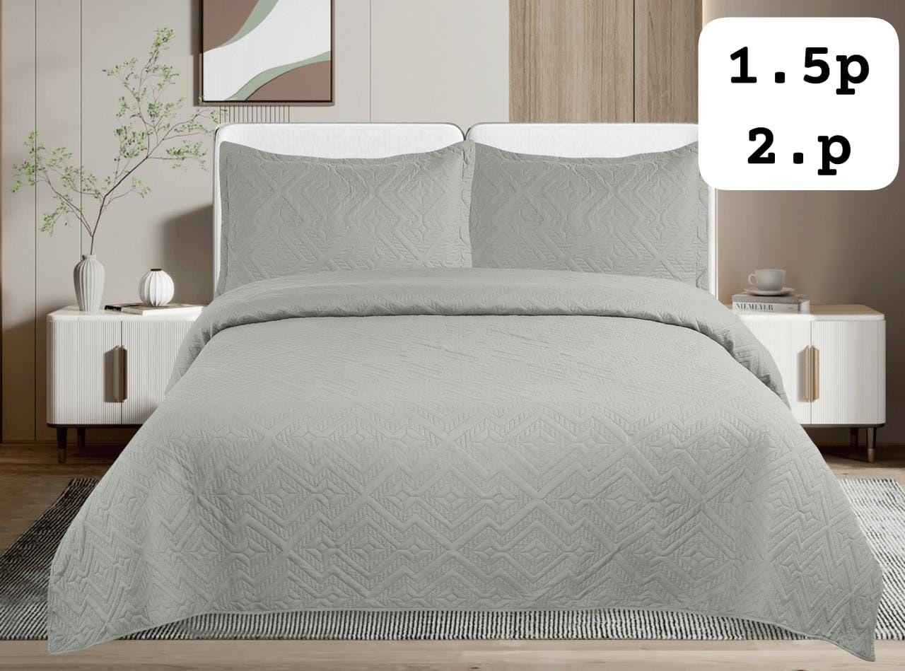 Cobertor de verano tipo quilt tamaño 2 Plazas Color Gris Claro-0