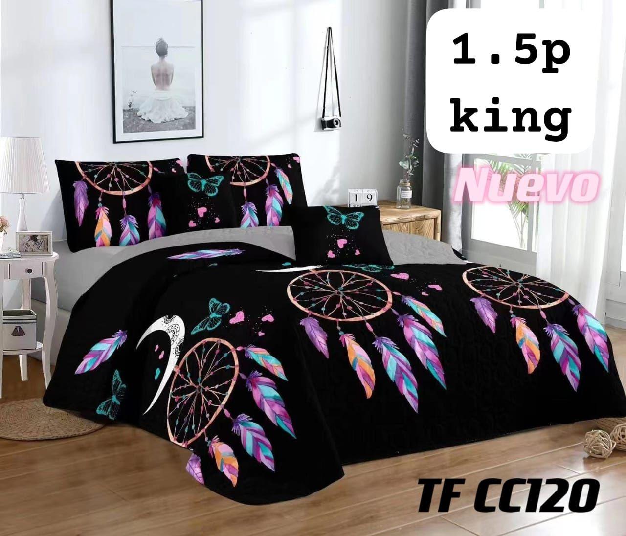 Cobertor de verano tipo quilt tamaño 2 Plazas Diseño Negro atrapa sueños-0