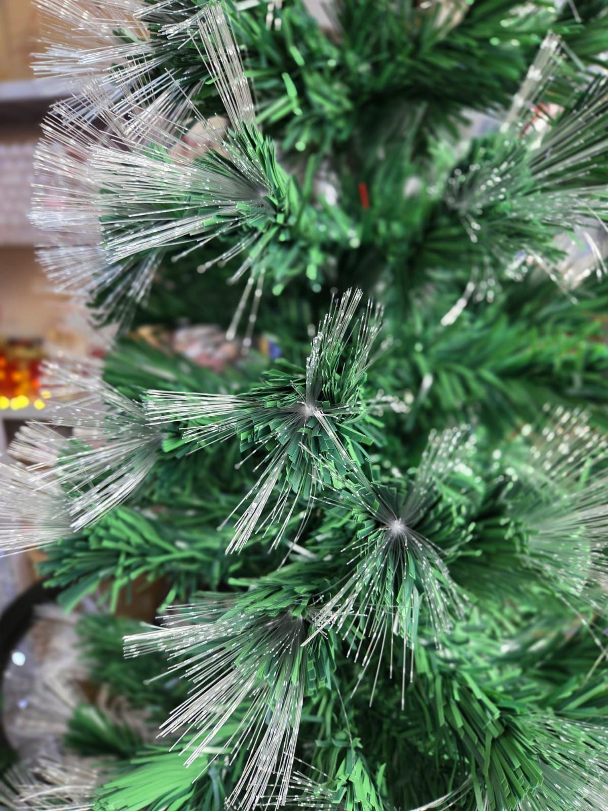 Arbol de Navidad Artificial con Estrellas y Luz LED de Fibra 150cm-1