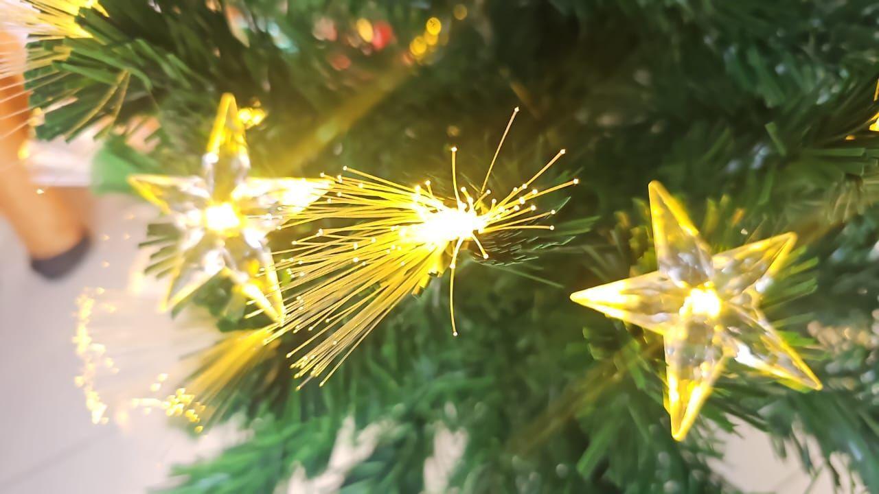 Arbol de Navidad Artificial con Estrellas y Luz LED de Fibra 150cm-2