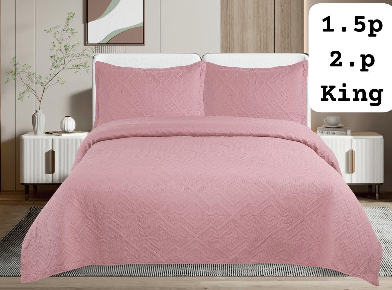 Cobertor de verano tipo quilt tamaño 2 Plazas Color Rosado-0