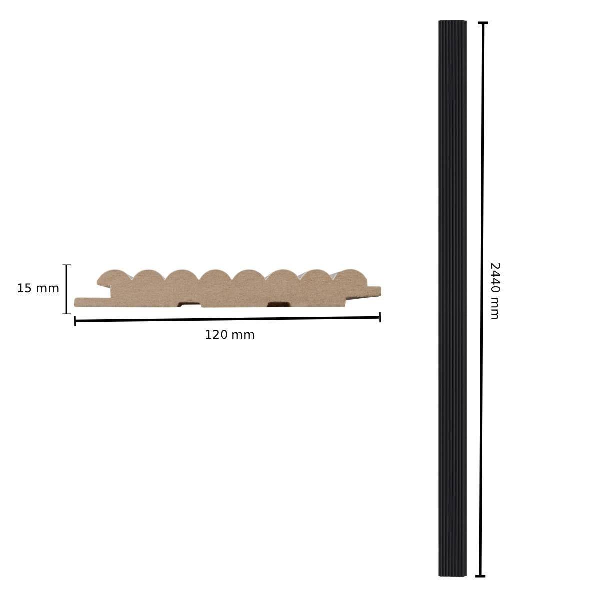 Revestimiento Pintado Negro Micro Convexo 2440x120 mm - 1 Tabla-2