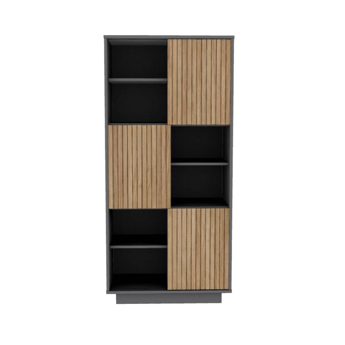 Estante Petrohue Gris Grafito Puertas Nogal Biloba-1