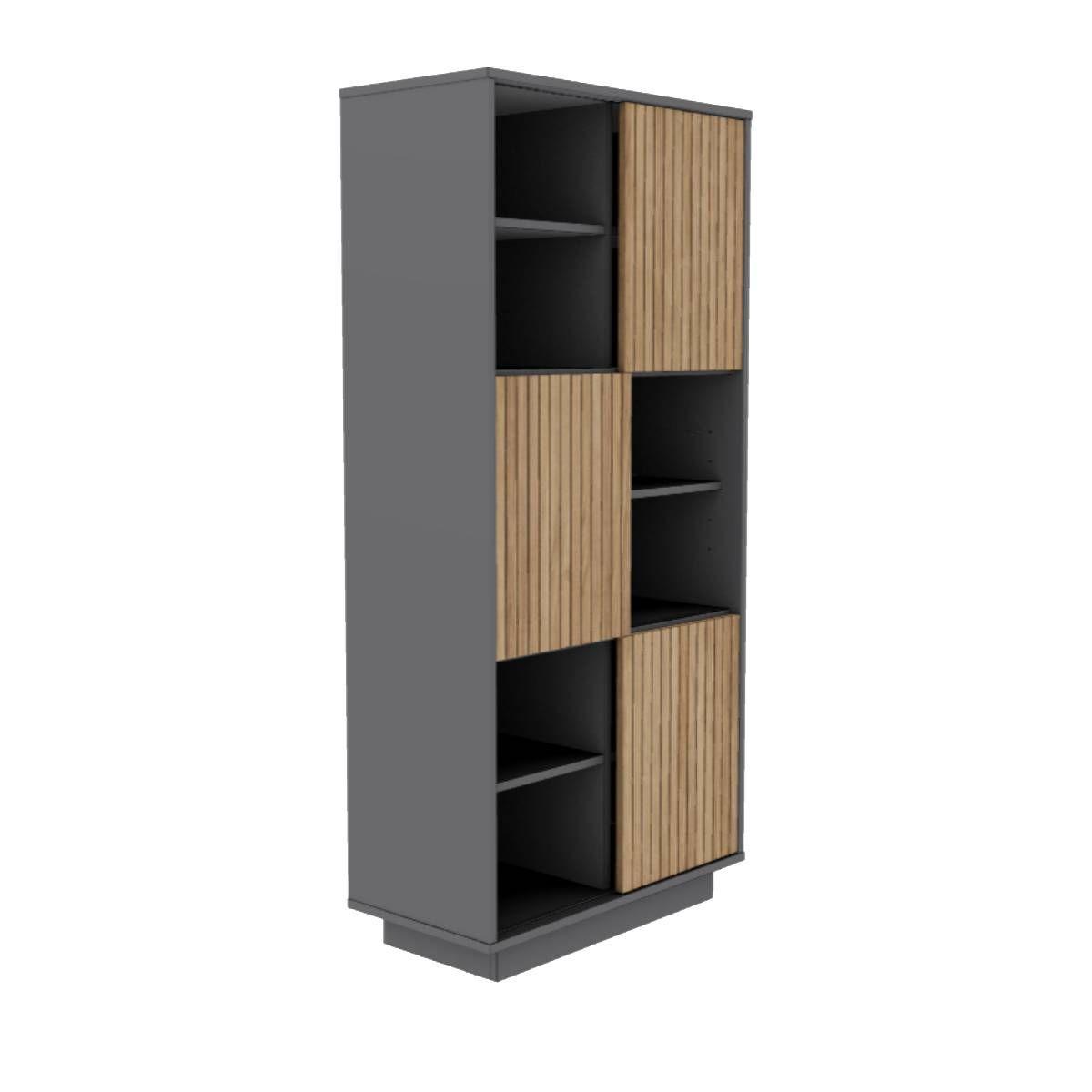 Estante Petrohue Gris Grafito Puertas Nogal Biloba-2