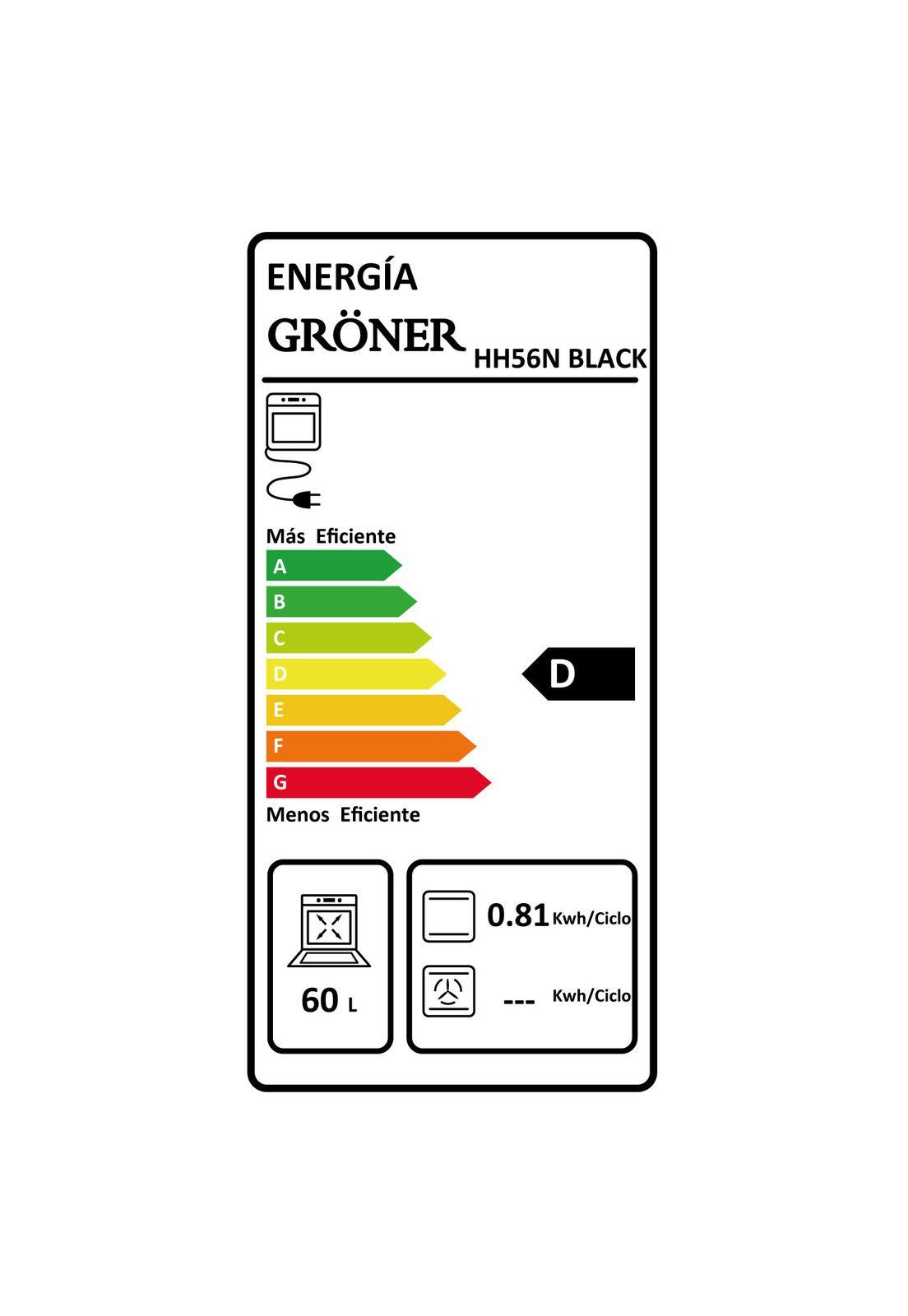 Horno Eléctrico Empotrable Gröner Black 4F 56L-5