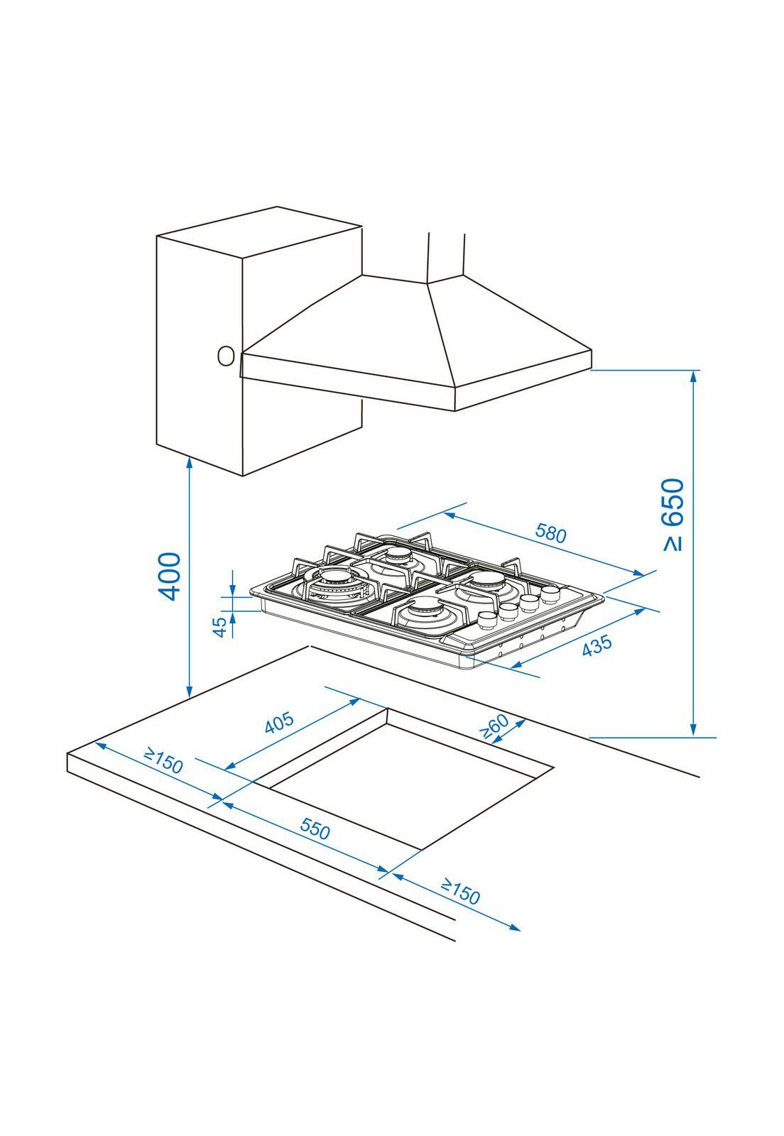  Encimera a Gas Gröner Inox XS 4Q-4