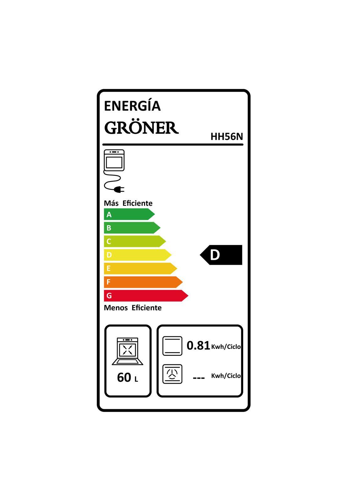 Horno Eléctrico Empotrable Gröner Inox 4F 56L-5