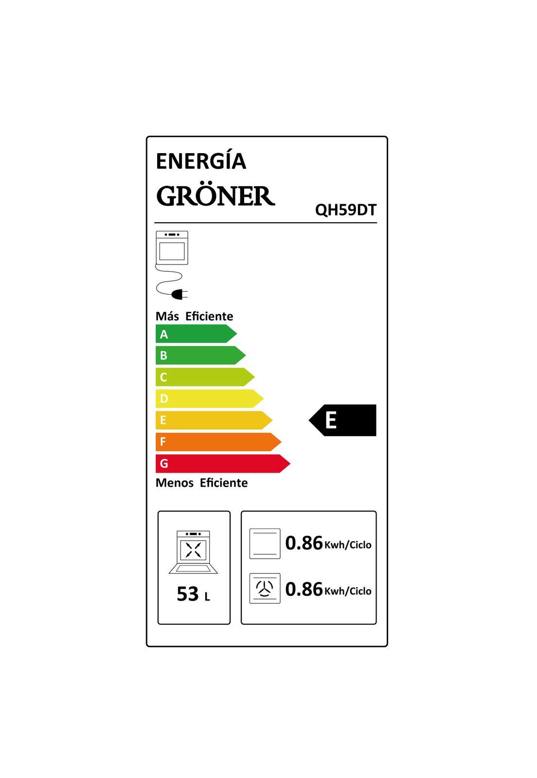 Horno Eléctrico Empotrable Gröner Touch Triple Vidrio 10F 59L-5