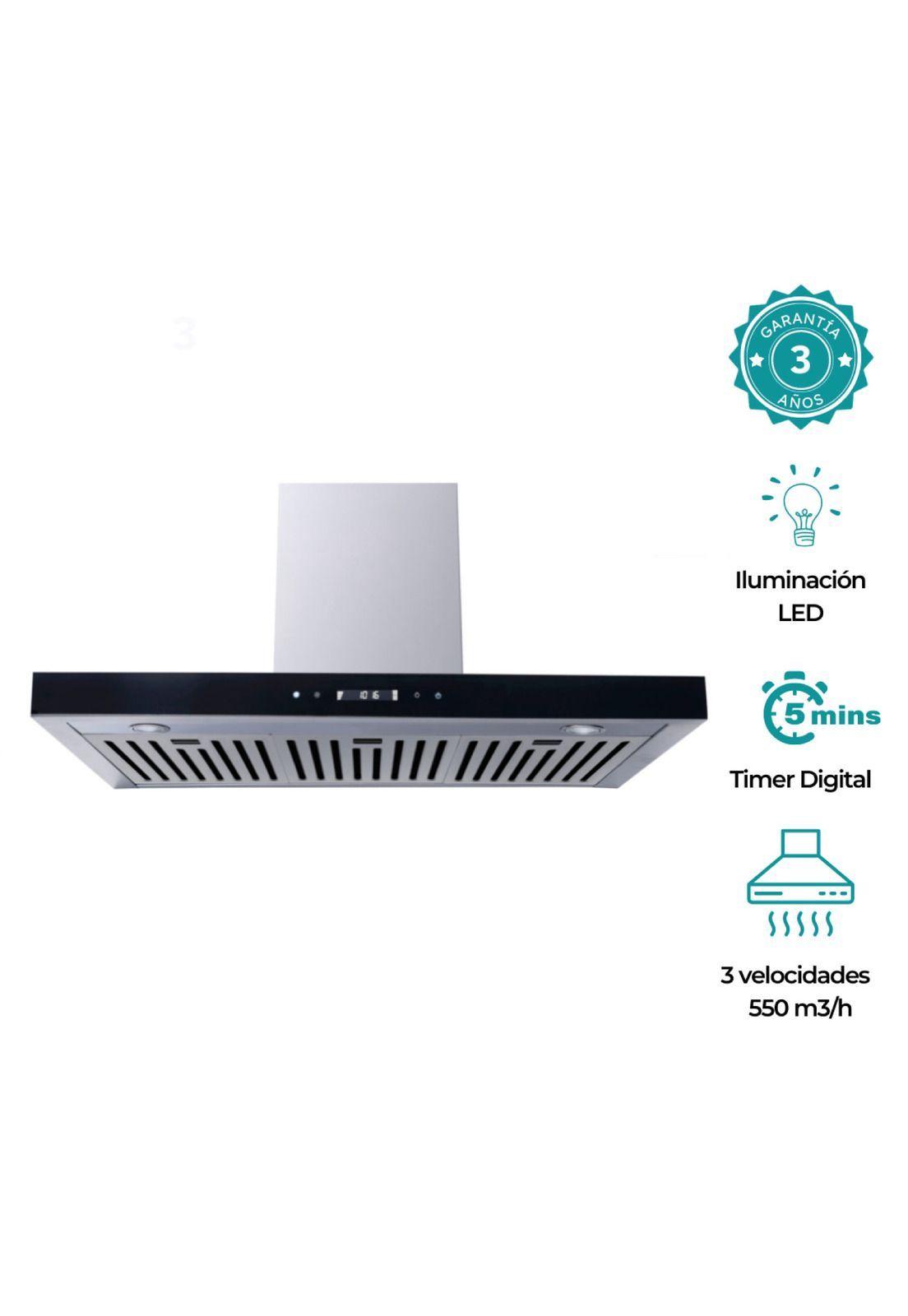 Campana Decorativa Digital Inox 90cm - 550 (m3/h)-1