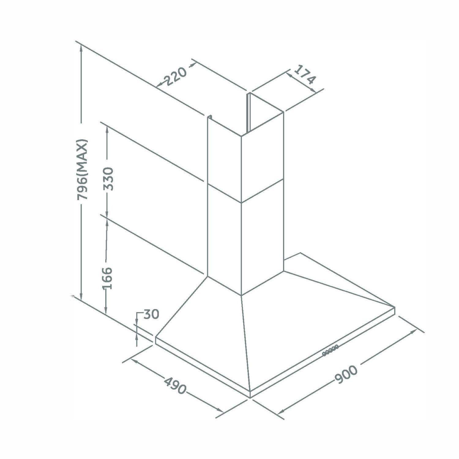 Campana Piramidal Gröner Inox 90cm-3