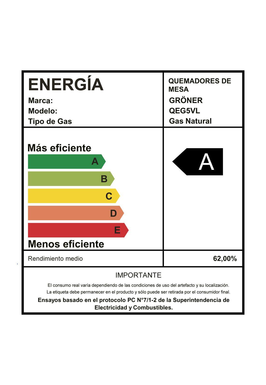 Encimera a Gas Gröner Vitro 5QL-5