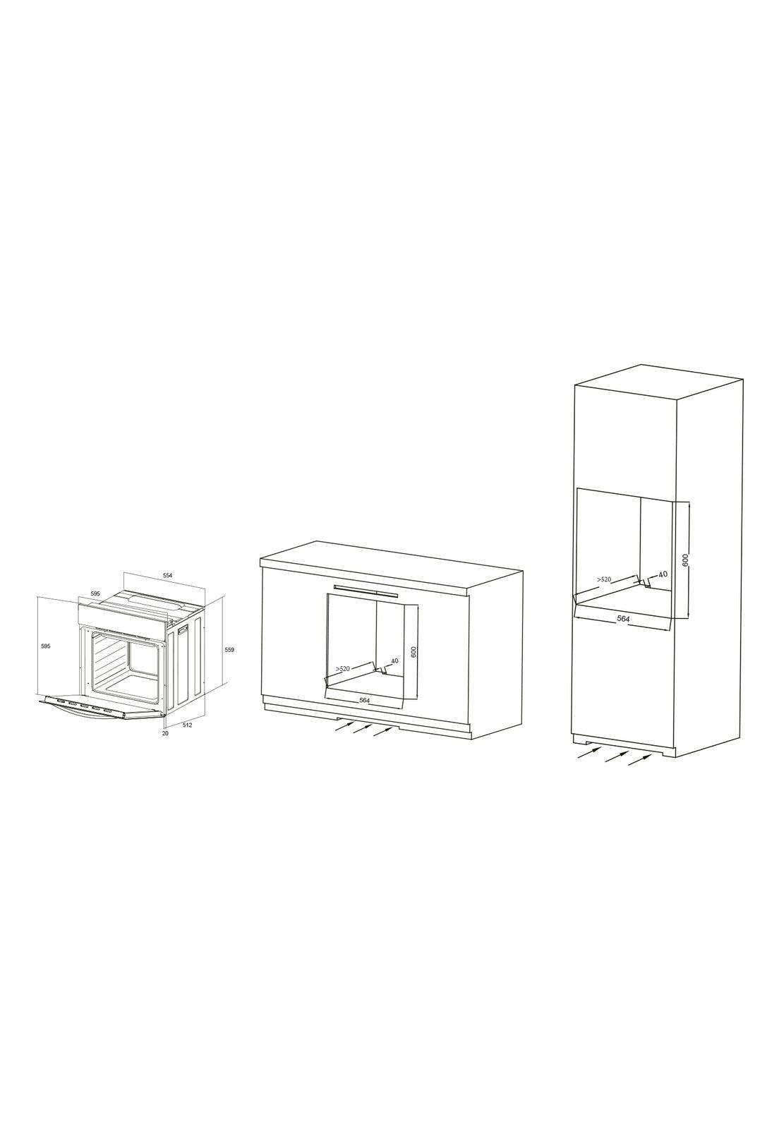 Horno Eléctrico Empotrable Gröner Inox Touch 10F 59L-3