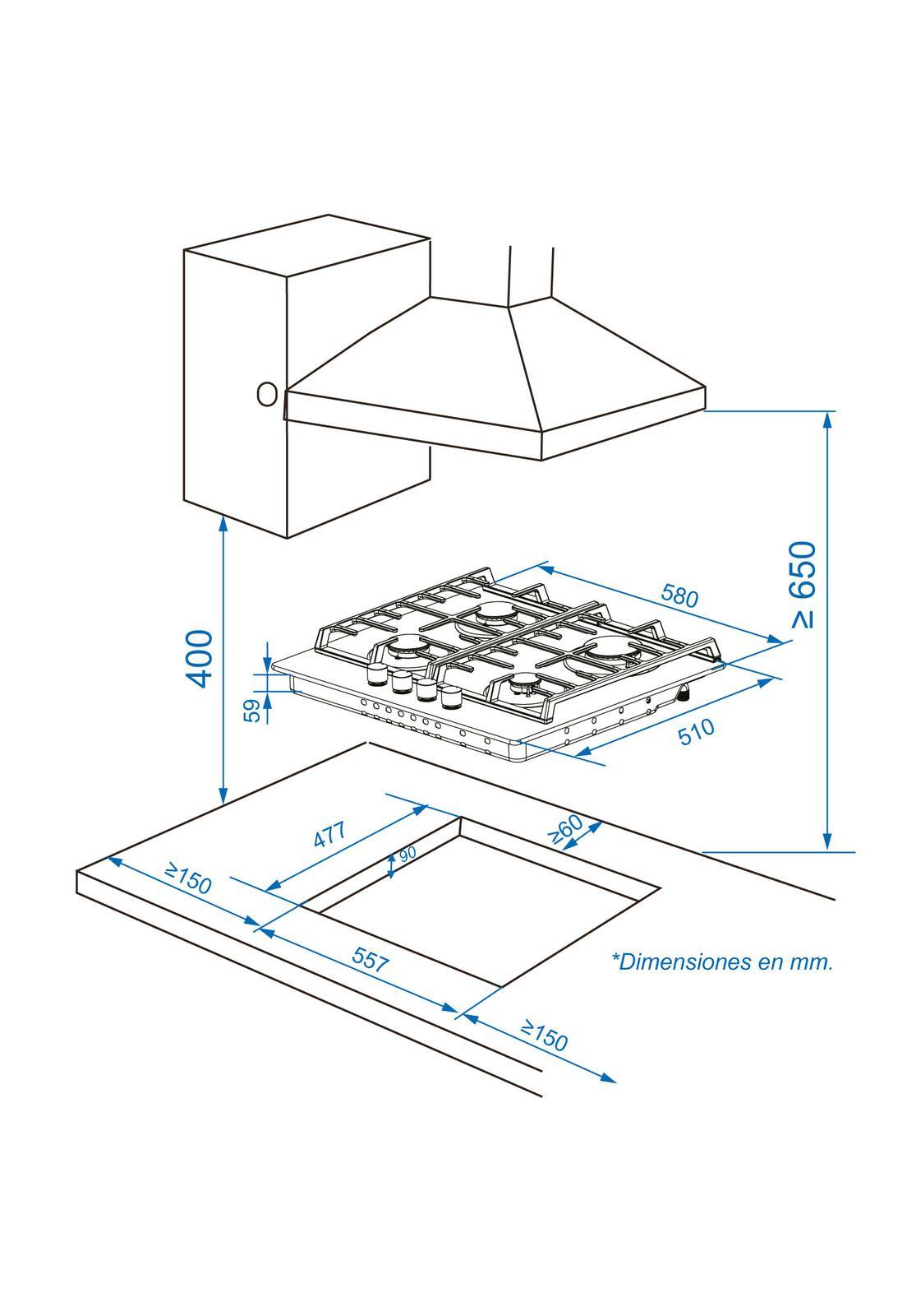 Encimera a Gas Gröner Vitro 4Q-4