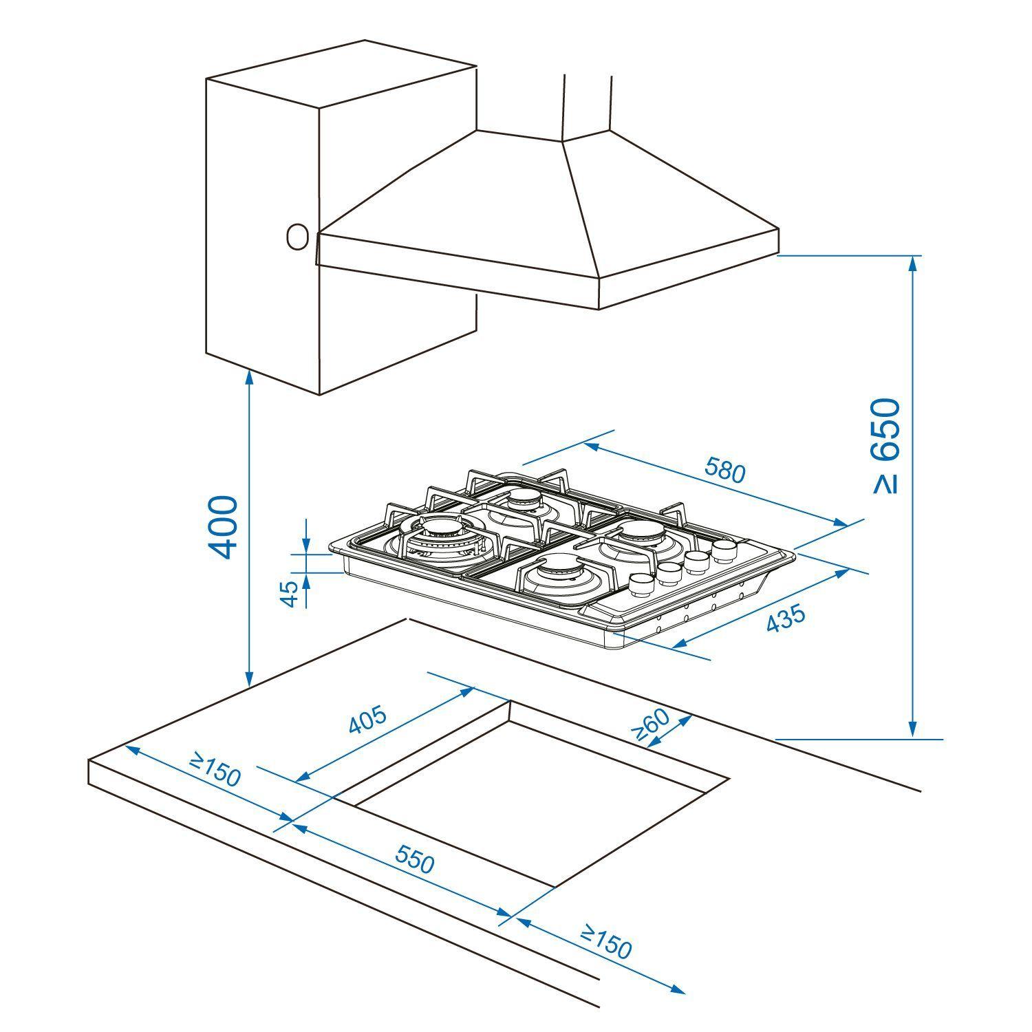 Encimera a Gas Gröner Inox 4QL-4