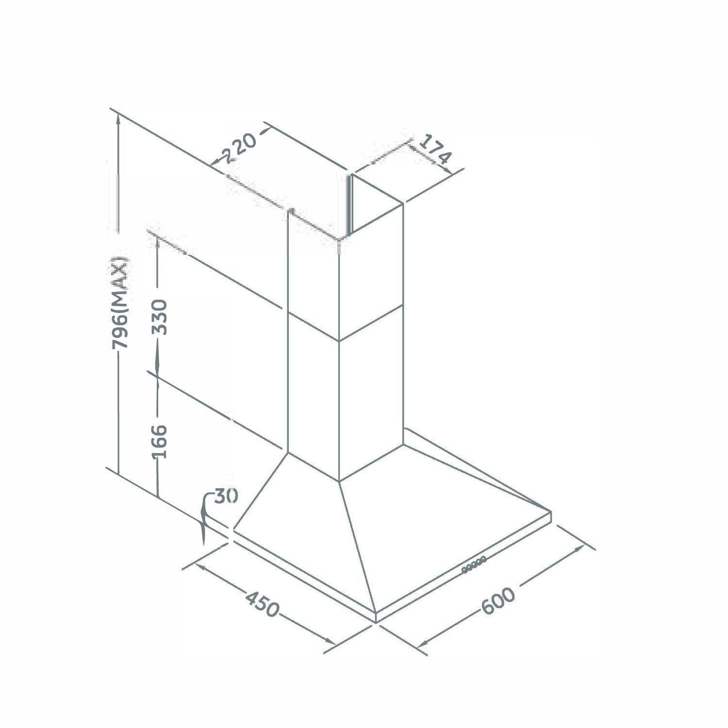 Campana Piramidal Gröner Inox 60cm - 650 (m3/h)-3